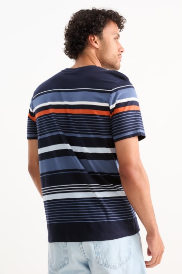 Uomo - T-shirt - a righe - blu scuro