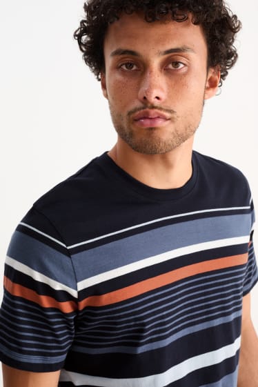 Uomo - T-shirt - a righe - blu scuro