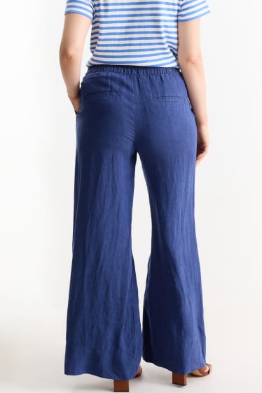 Dona - Pantalons de lli - high waist - wide leg - blau