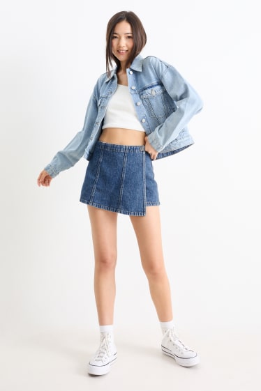 Dámské - Džínová sukně - high waist - džíny - modré