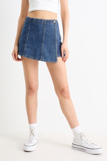 Dámské - Džínová sukně - high waist - džíny - modré