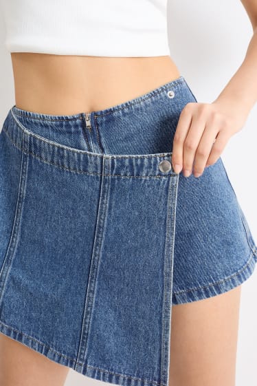 Dámské - Džínová sukně - high waist - džíny - modré
