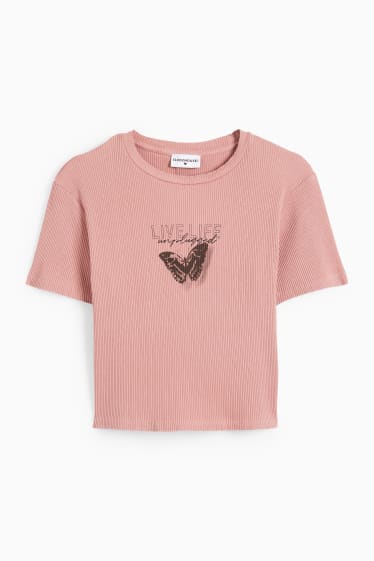 Kobiety - Krótki T-shirt - różowy