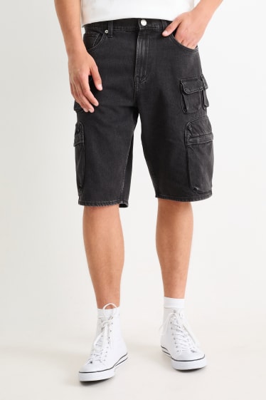 Hommes - Short cargo en jean - jean gris foncé