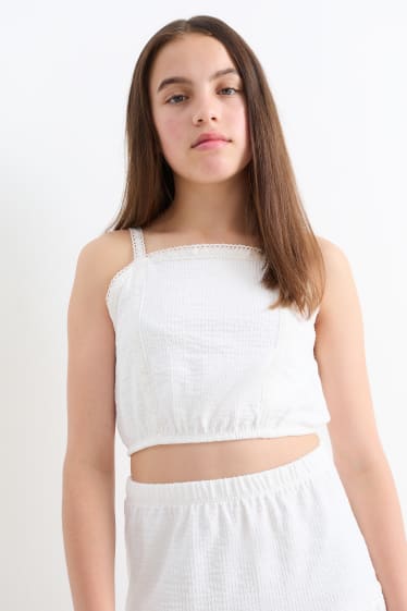 Kinder Mädchen - Set - Top und Rock - 2 teilig - weiss