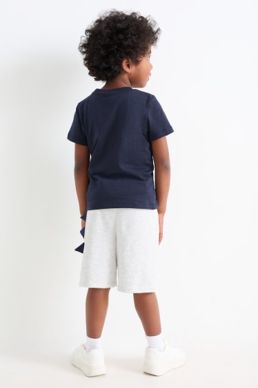 Children Boys - Wild animals - set - short sleeve T-shirt and shorts - 2 piece - blue / gray