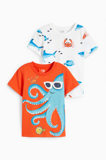 Children Boys - Multipack of 2 - sea creatures - short sleeve T-shirt - white / orange