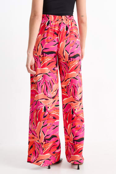 Mujer - Pantalón de tela - high waist - wide leg - estampado - naranja