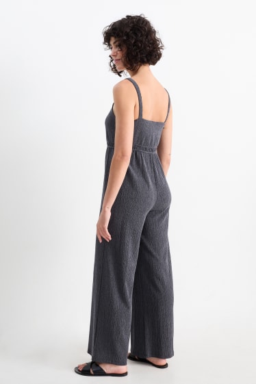 Dames - Jumpsuit - met structuur - donkerblauw