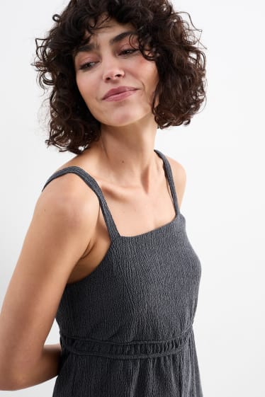 Dames - Jumpsuit - met structuur - donkerblauw