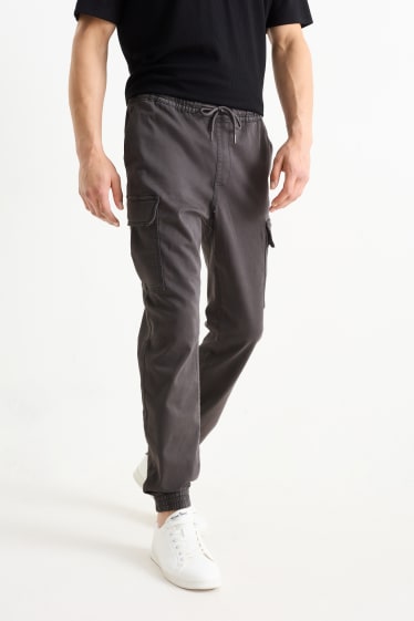 Pánské - Cargo kalhoty - tapered fit - LYCRA® - tmavošedá