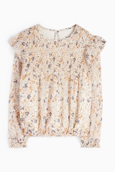 Kinderen: meisjes - Blouse - met patroon - licht beige