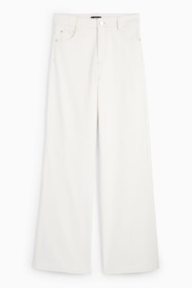 Donna - Jeans a gamba larga - vita alta - bianco