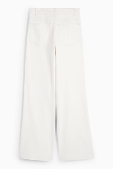 Donna - Jeans a gamba larga - vita alta - bianco