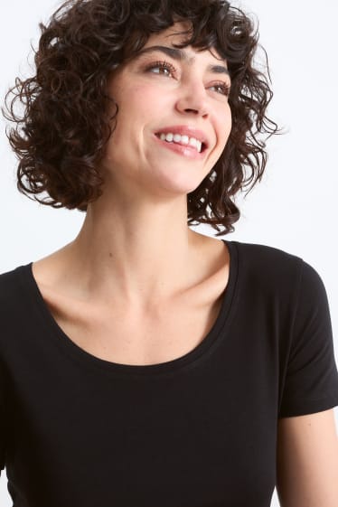 Damen - Multipack 3er - Basic-T-Shirt - schwarz