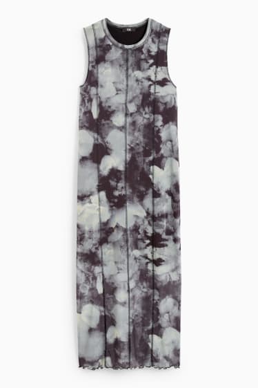 Damen - Figurbetontes Kleid - gemustert - dunkelgrün / schwarz