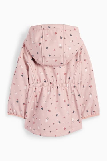 Enfants filles - Veste softshell à capuche - imperméable - à motif - rose foncé
