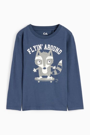 Kinder Jungen - Waschbär-Skater - Langarmshirt - dunkelblau