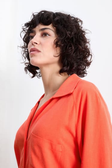 Damen - Blusenkleid - orange