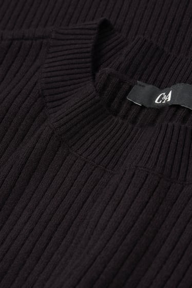 Damen - Strickpullover - kurzarm - schwarz