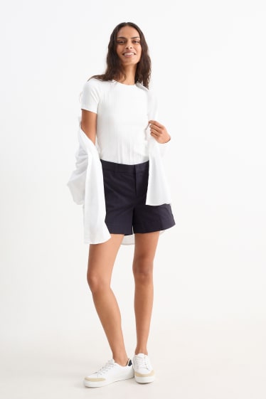 Dames - Shorts - mid waist - donkerblauw