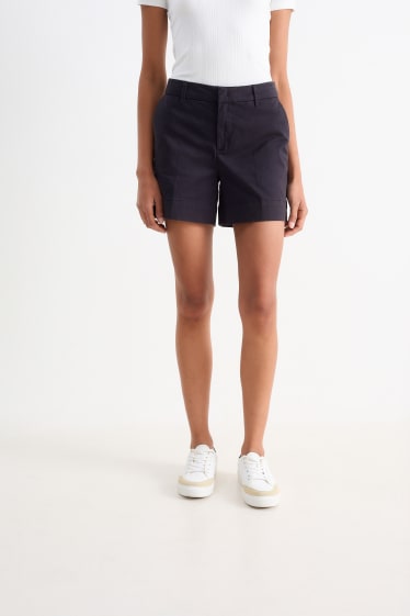Dames - Shorts - mid waist - donkerblauw