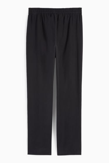 Dámské - Plátěné kalhoty - high waist - tapered fit - černá