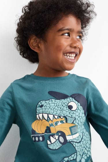 Enfants garçons - Lot de 5 - autos et dinosaures - hauts à manches longues - bleu foncé