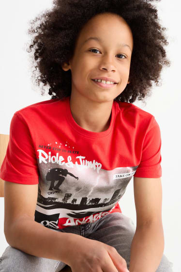 Kinder Jungen - Skater - Kurzarmshirt - rot