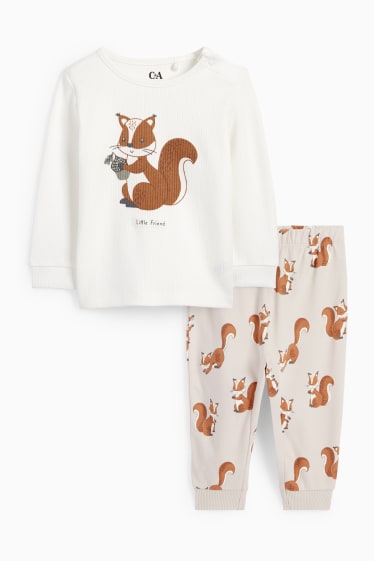 Bébés garçons - Écureuil - pyjama bébé - 2 pièces - blanc crème