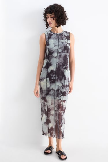 Damen - Figurbetontes Kleid - gemustert - dunkelgrün / schwarz