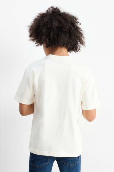 Kinder Jungen - Tiger - Kurzarmshirt - cremeweiß