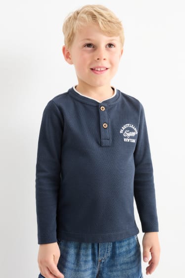 Bambini - Maglia a maniche lunghe - tramata - blu scuro