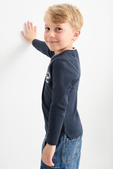 Bambini - Maglia a maniche lunghe - tramata - blu scuro