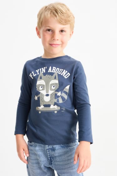 Kinder Jungen - Waschbär-Skater - Langarmshirt - dunkelblau