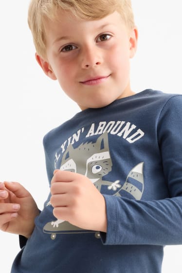 Kinder Jungen - Waschbär-Skater - Langarmshirt - dunkelblau