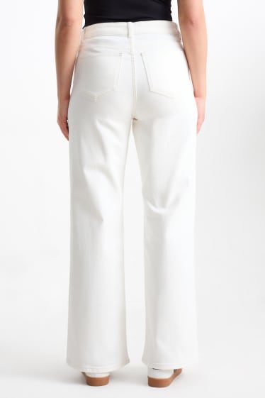 Donna - Jeans a gamba larga - vita alta - bianco