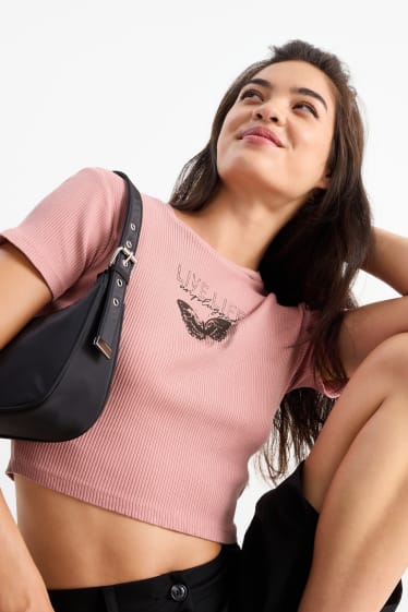 Kobiety - Krótki T-shirt - różowy