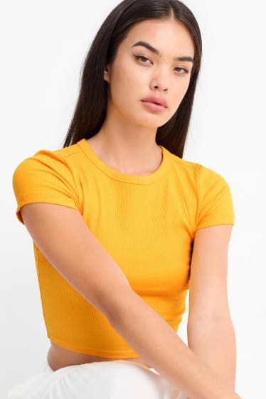 Dames - Kort T-shirt - donker oranje