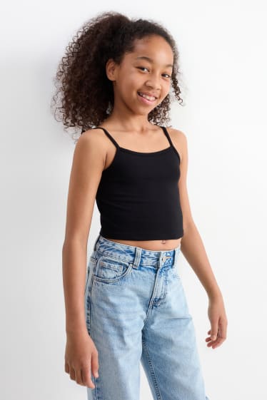 Kinder Mädchen - Set - Kurzarmshirt und Top - 2 teilig - schwarz