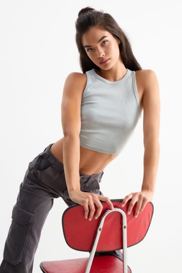 Women - Cropped top - light gray