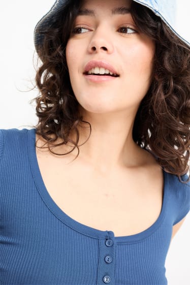 Femei - Tricou crop - albastru închis