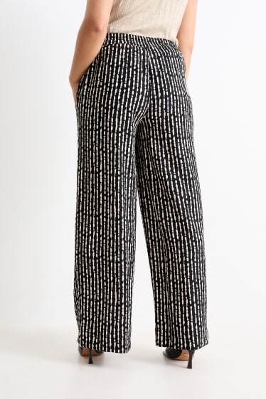 Mujer - Pantalón de tela - high waist - wide leg - estampado - negro