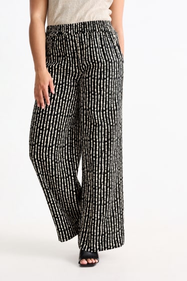 Mujer - Pantalón de tela - high waist - wide leg - estampado - negro