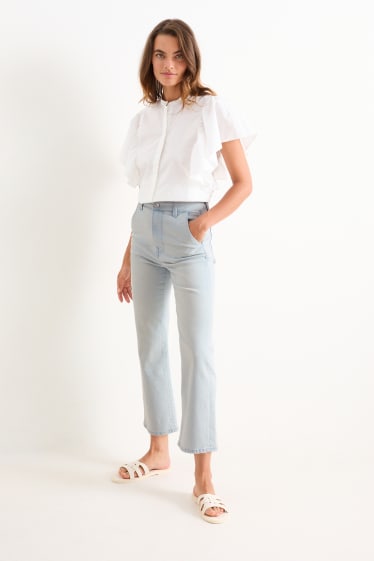 Women - Flared jeans - high waist - denim-light blue