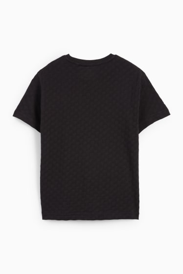 Kinder Jungen - Skater - Kurzarmshirt - strukturiert - schwarz