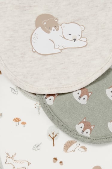 Unisexe - Lot de 3 - animaux de la forêt - bavoirs - beige clair