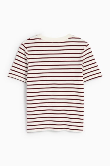 Damen - T-Shirt - gestreift - braun / cremeweiß