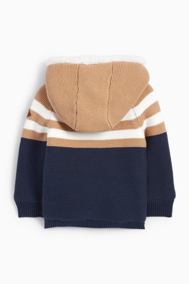 Baby Jungen - Baby-Strickjacke - gefüttert - braun / dunkelblau