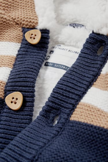 Baby Jungen - Baby-Strickjacke - gefüttert - braun / dunkelblau